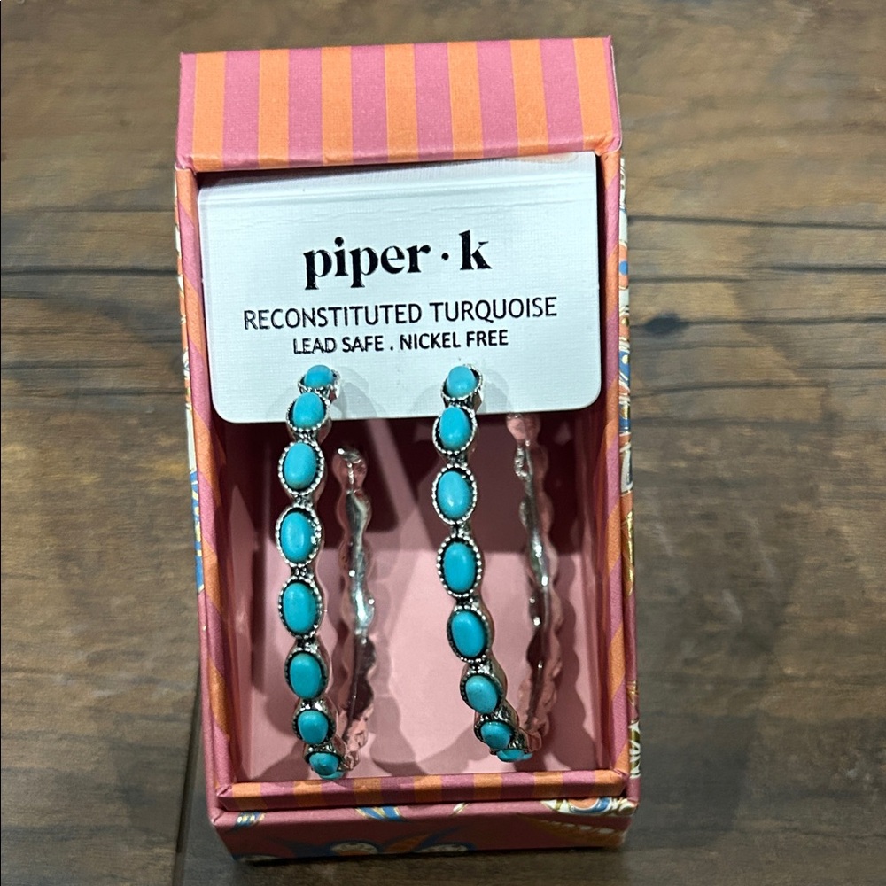 Piper K Turquoise Hoop Earrings